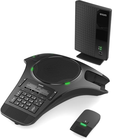Snom C620 Schnurloses DECT Konferenztelefon - Konferenzmikrofon & Konferenzlautsprecher mit 2 kabellosen Mikrofonen, 50m Reichweite, 24h Gesprächszeit, Erweiterbar, Schnurloses Telefon