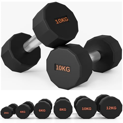 SPORTNOW Mancuernas, par con forma 12 lados, 2 x 10kg