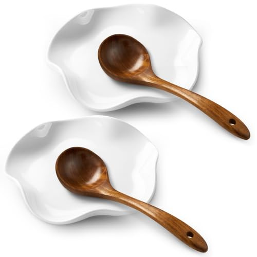 ABRUTY Spoon Rest for Stove Top, Ceramic Spoon Holder for Kitchen Counter, Modern Farmhouse Kitchen Decor Accessories for Spatula, Spoons or Tongs