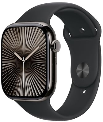 Apple Watch Series 10 GPS + Cellular 46mm Boîtier en Titane Ardoise avec Bracelet Sport Noir S M