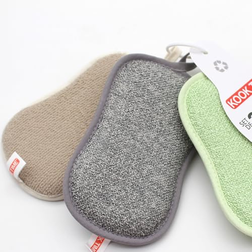 Kook Time Estropajo Cocina - Esponjas Mágicas de Cocina - Microfibra Doble Cara, Que no Rayan, para Platos, Ollas y Superficies Delicadas - Pack de 6 (Surtido)