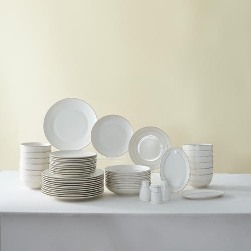 Karaca Juego de vajilla de color blanco mandarina, moderno juego de vajilla de cocina para 12 personas, juego de platos y cuencos de porcelana china apto para lavavajillas, duradero y elegante, borde