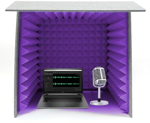 JTWWDM Studio di Registrazione Compatto Quadrato, Cabina di Isolamento Acustico Portatile, Box Insonorizzato da Tavolo, Scudo Acustico per Podcast e Canto Casa,31.4in