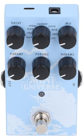 TIKATARER Pedal de Guitarra de Reverberación, Pedal de Efecto de Guitarra de Reverberación Digital Mini Universe con 9 Sonidos de Diversos y Tonos Auténticos Cálidos, Compatible con Adaptador USB