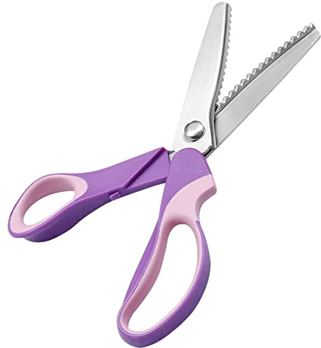 Serrated Professional Pinking Shears 9.2 inch Stainless Steel Dressmaking Sewing Scissors with Zig Zag Cut Craft Fabric Scissors Cloth Shears Wavy scissors for Patterned Crafting Crinkle Pink scissors