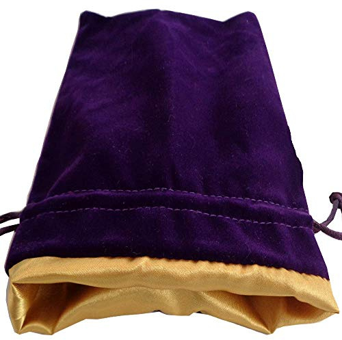 Velvet Dice Bag with Satin Liner 6x8 - Purple-Velvet-dice-Bag-with-Gold-Satin
