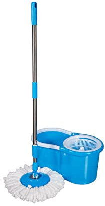 TRI Wischmopp-Set, Bodenwischer, Bodenwischerkopf, Mopp-Bezug, Reinigung Set, Putzeimer, Auswindsieb, Kunststoff, Polyester, 7l Eimer