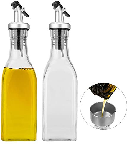 Tigerkinwit Distributeur d'huile,Bouteille d'huile d'olive 200ml*2 pcs Distributeur de vinaigre et d'huile pour Cuisine Grill salades de pâtes et Cuisson
