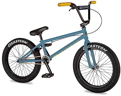 Eastern Bikes Wolfdog Bicicleta BMX, 20 pulgadas, marco cromado completo (azul pizarra y amarillo)