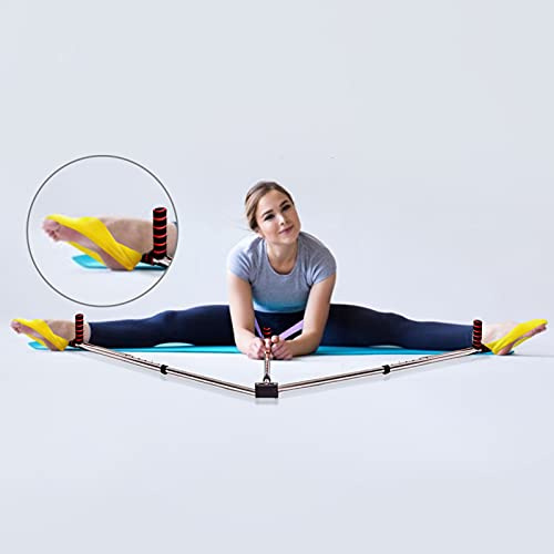 jiuzcare Estirador de Piernas con 2 Correas para Pies de TPE, Máquina de Estiramiento de Piernas 180°, Barra Separadora de Acero Inoxidable, Ajustable 58,8-106 cm, Ballet, Yoga, Danza y Flexibilidad