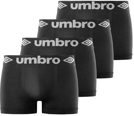 UMBRO Calzoncillos Hombre Boxer Sin Deformación, Ropa Interior Hombre, Cómodo, Ajuste Óptimo (Lote de 4)