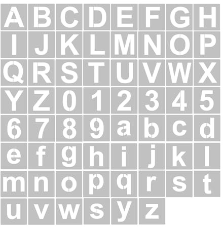 62 stencil a forma di lettere e numeri, 7,6 cm, lavabili e riutilizzabili, in plastica, stencil per progetti artistici