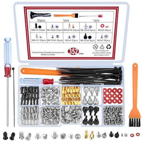 Juego de 350 tornillos de PC, kit de tornillos separadores de computadora personal, carcasa de computadora de placa base, ventilador de alimentación de gráficos CD-ROM