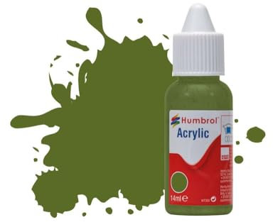 Humbrol Pintura acrílica No.88 Verde Cubierta Botella cuentagotas Mate, 14 ml