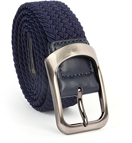 Beaface Elastic Belts for Men, Braided Woven Belts for Jeans, Casual Navy