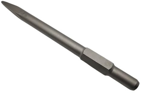 Cincel macizo de 400 mm Kraftfeld SDS 6 bordes HEX de 30 mm o cincel plano o pala para martillo de demolición (cincel puntiagudo)