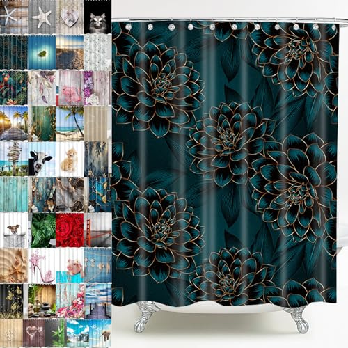 Sanilo Duschvorhang, viele schöne Duschvorhänge zur Auswahl, hochwertige Qualität, inkl. 12 Ringe, wasserdicht, Anti-Schimmel-Effekt (Dahlien)