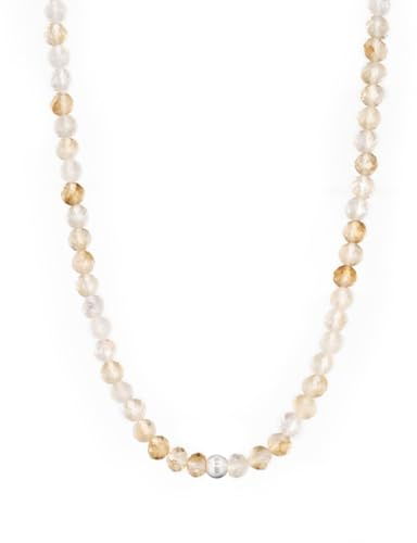 BERGERLIN Citrin Kette gelb - facettiertes, gelbes Halskette - Silber - M-L