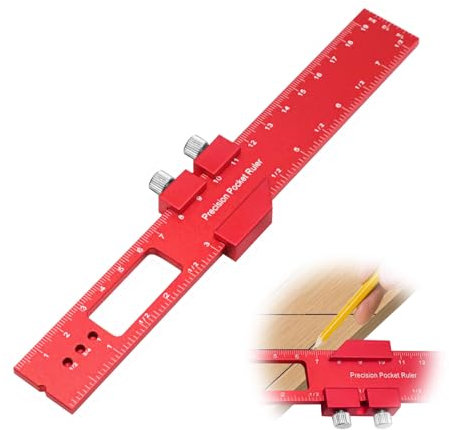 Regla de precisión, herramienta de trazado de metal, regla de madera, herramientas de carpintería de 45° y 90°, marcas con tope de regla para rasgar y dibujar