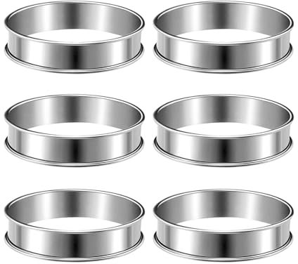 6 anillos de postre de acero inoxidable para cocina, para hornear, huevos, para freír, accesorios para hornear magdalenas, pasteles