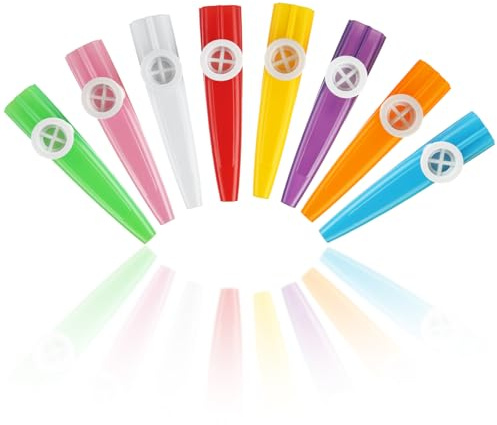 LOLYSIC 80PCS Plastic Kazoos Bulk, 8 Colorful Kazoo Musical Instrument for Gift, Prize, Party Favors