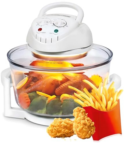 Friggitrice Ad Aria Alogena da 12 Litri, Friggitrice Ad Aria Alogena da Banco Multiuso da 1300 W con Controllo della Temperatura E Timer, Friggitrice Ad Aria con Fornetto Tostapane, Forno A Microonde