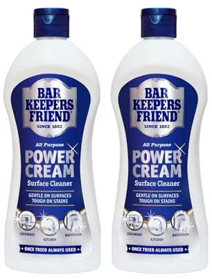 Bar Keepers Friend Surface Cleaner Cream 2 x 350ml | Multi-Surface Cleaning for Kitchen Bathroom Tiles Cookware Stainless Steel Ceramic Glass Hob | Stain Remover Pack of 2 | No Bleach