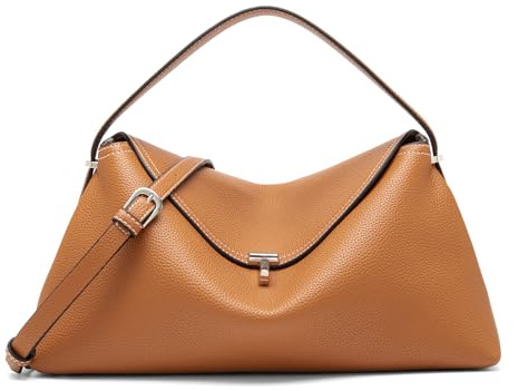 NGGU Brown Leather Crossbody Bag for Women, Multiple Compartments for Everyday & Travel