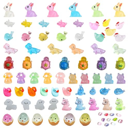 Xolear 81 Piezas Mini Animales de Resina Luminosa Colorido