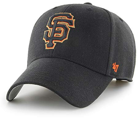'47 MLB San Francisco Giants MVP Unisex-Baseballkappe, Verstellbar, Hochwertiges Design, Black with Orange Edge Logo, Black