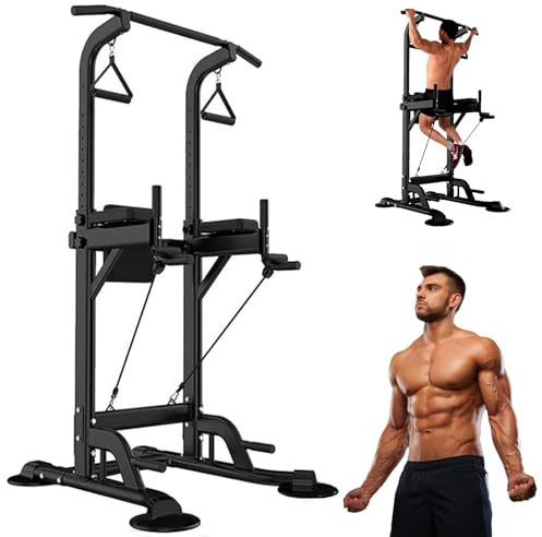 Tappio Power Tower Pull Up Bar for Home Gym, Multi Functional Pull Up Bar Stand Dip Bar Station, Adjustable Height Workout Dip Station Strength Training Fitness Equipment