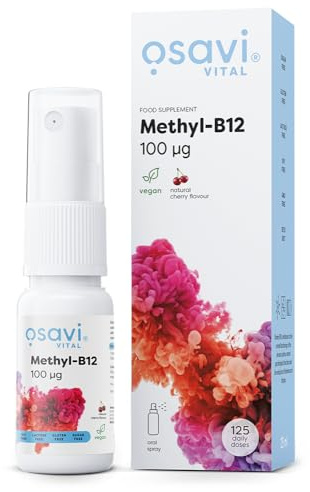 Osavi Methyl–B12, 100 µg – 25 ml Oral Spray | Cherry Flavor | Supports Nervous System & Immune Function | Vitamin B12 for Energy Metabolism | Reduces Fatigue & Supports Red Blood Cell Formation