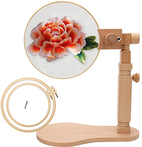 Pletpet - Supporto regolabile per telaio da ricamo, con morsetto da scrivania con 2 telai da ricamo da 20,1 cm + 16,5 cm, per artigianato, cucito, ricamo, forniture