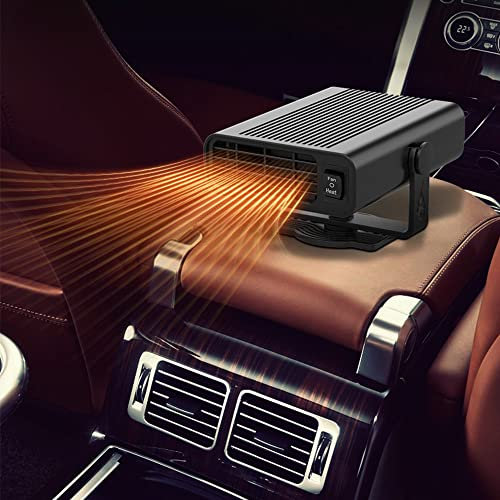 Gobesty Calentador de Coche 12V, 150W Portátil Descongelador Parabrisas, 2 en 1 Caliente/Frío Ventilador de calefacción de Coche, Enchufe en el Encendedor de Cigarrillos, Negro