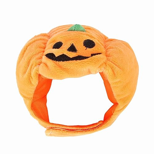 AOVNA Cappello di zucca per animali domestici, regolabile, cappello a forma di zucca per gatto, cane, travestimento di Halloween
