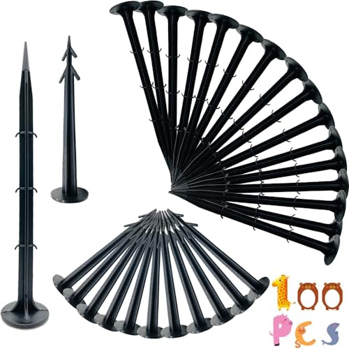 Fycooler Picchetti telo Pacciamatura Picchetti Ancore a Terra Stabile da Giardino in Plastica Resistenti per Fissaggio di tele,Teloni e Reti Bordi di Pavimentazione Erba Artificiale picchetti - 100Pcs