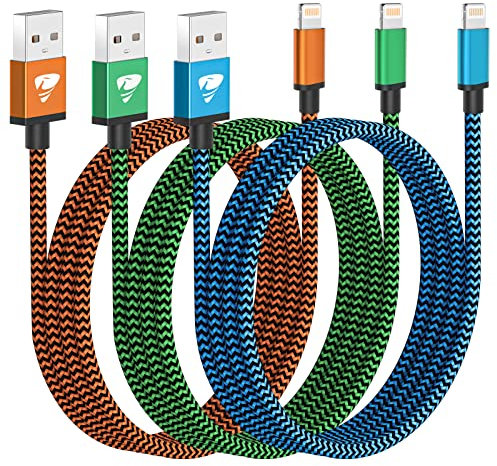 Aioneus iPhone Charger, 3Pack 3FT/1M iPhone Charger Cable MFi Certified Lightning Cable Fast Charging Lightning to USB Cable Compatible with iPhone 14 13 12 11 Pro Max XS XR X 8 7 6 Plus 5 5s SE iPad