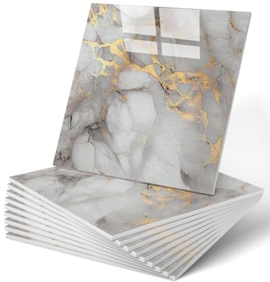 WADILE 20PC Waterproof Peel and Stick Wall Panels 11.8 x 11.8 Gold