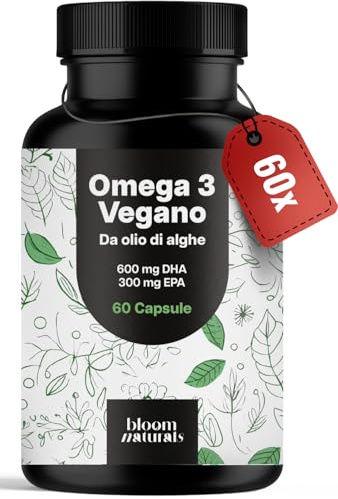 Omega 3 Kapseln Hochdosiert Vegan - 60 Kapseln - 2000mg Algenöl - 600 mg DHA & 300 mg EPA - Vegan & Produziert in Deutschland - Laborgeprüft - Verpackung kann variieren