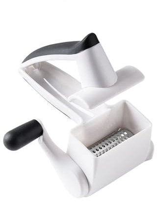 Grattugia a manovella 3 in 1 per formaggio e formaggio, trituratore per formaggio e burro, grattugia portatile rimovibile per grattugiare duro (bianco)