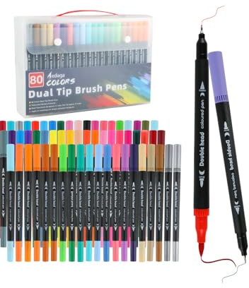 HornedDragon 80 Colori Set Pennarelli Doppia Punta, Brush Pen Lettering