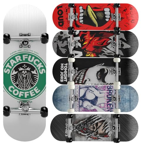 6 Pcs Finger Skateboards Alloy Finger Scooter Toy, Mini Skateboards For Kids Fingers, 22mm Pro Fingerboard Complete With 5 Layer Wooden Maple Board And Bearings For Kids Party Favours