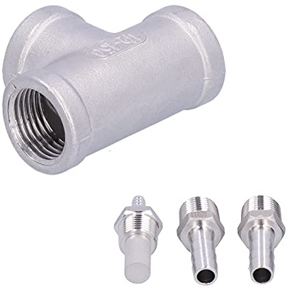 Aqur2020 Beer Aerator Kit, Stainless Steel 2m Aeration Stone for Home Brewing, with 1/4 Inch Barbed Air Inlet for Oxygen Regulator or Air Pump