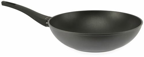 JUPITER TitanPLUS Wok-Pfanne 28 cm, hochwertiges Aluminum, geschmiedete Aluminumpfanne, verstärkte Titan-Antihaftbeschichtung, kratz- und abriebfester, Ergonomischer Griff mit „perfect heat spot“
