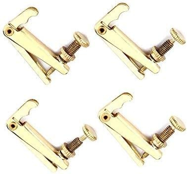 Violin Fine Tuners, String Fine Adjuster Tuners Musical Instrument accessory for 3/4 4/4 Violin (Gold) (4Pcs)