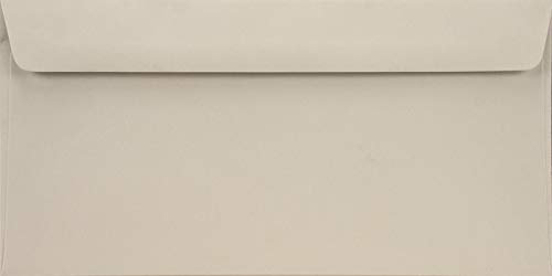 Netuno 25x Briefumschlag Hell-Grau DIN Lang 110x 220 mm 90g Burano Grigio lange Einladungsumschlag farbig elegant Papier-Umschlag hochwertig grau DL Briefhülle bunt Briefkuvert Einladung