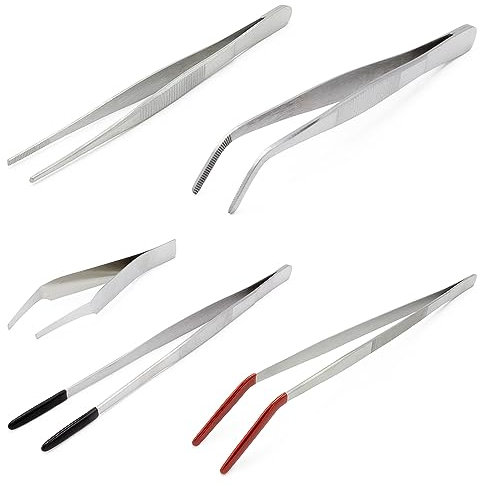 Terra Exotica Futterpinzette (gerade - gummiert, 60 cm) 14-60cm -ab 3,49€- Fütterungshilfe für Terrarien/Aquarien aus rostfreiem Edelstahl mit Innenzahnung, Fütterung von Reptilien & Amphibien