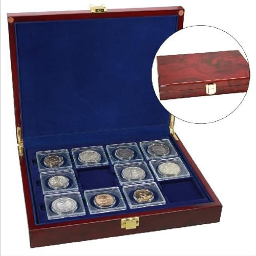 SAFE 5787 Wurzelholz Münzkasette Premium - inkl 3 Tableaus für 36 Kapseln Square