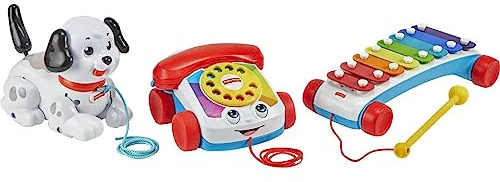 Fisher-Price Pull-Along Basics Gift Set, 3 classic pull toys for infants and toddlers ages 12 months and older