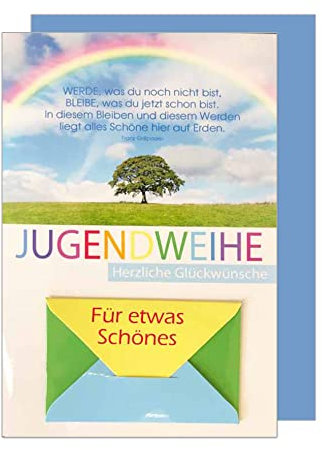 Edition Seidel Premium Glückwunschkarte Geldscheinkarte zur Jugendweihe mit Umschlag. Grusskarte Karte Judendweihekarte Junge Mädchen Spruch Himmel (GS-JW103 SW022)
